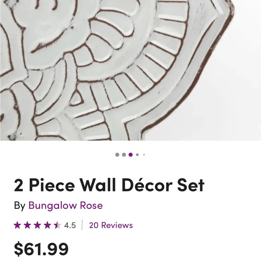 2 Pc Set Metal Wall Decor by Bungalow Rose - Picture 7 of 9